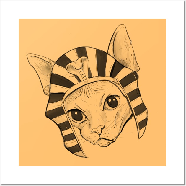 Egyptian Sphynx Cat Drawing Wall Art by SketchyAnimals